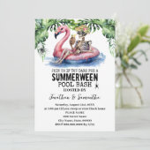 Zomer tussen Tropical Skeleton Pool Party Kaart (Staand voorkant)