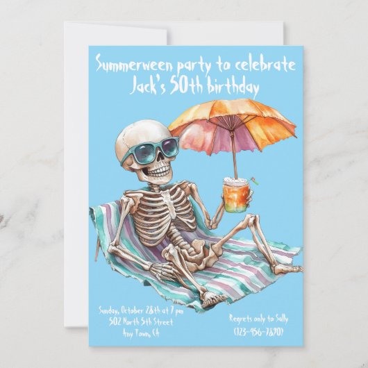 Zomer tussen verjaardagsuitnodiging kaart (Voorkant)