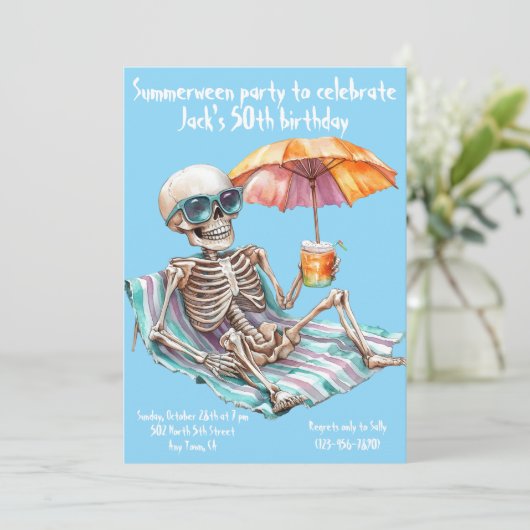 Zomer tussen verjaardagsuitnodiging kaart (Staand voorkant)