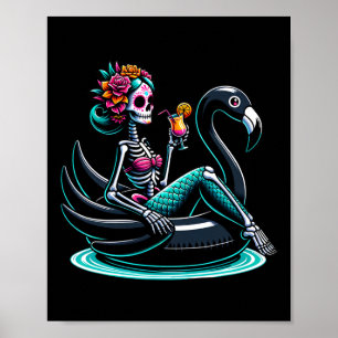 Zomer tussen Zeemeermin Skelet Flamingo Float Zome Poster