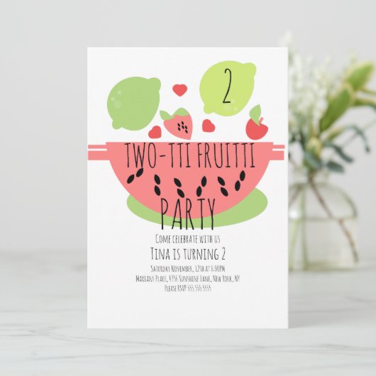 Zomer Tutti Fruitti Tropische Salade Vruchten Kaart (Staand voorkant)