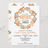 Zomer Twin Meisjes Verjaardag, Sinaasappels 3e Ver Kaart (Voorkant / Achterkant)