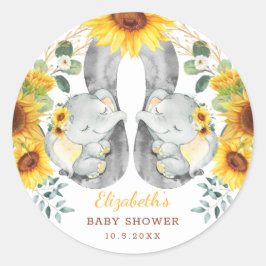 Zomer Twin Olifant Baby's Zonnebloem Baby shower Ronde Sticker