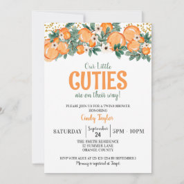 Zomer Twins Shower, Sinaasappel Citrus Baby shower Kaart