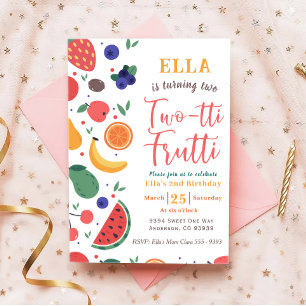 Zomer Two-tti Fruitti 2e verjaardag uitnodiging