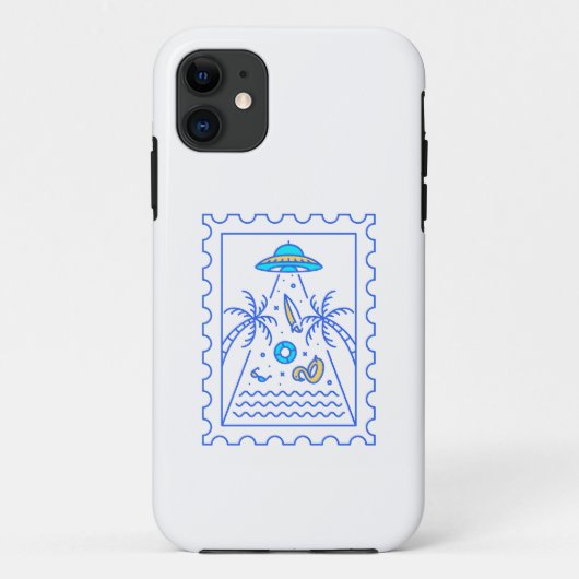 Zomer UFO Invasie Postzegel Case-Mate iPhone Case (Achterkant)