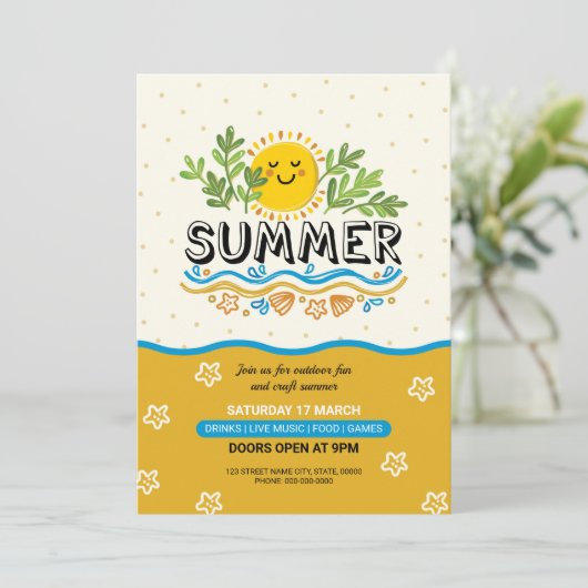 Zomer Uitnodiging Flyer (Staand voorkant)