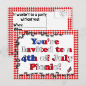 Zomer Uitnodiging voor 4 juli BBQ Briefkaart (Voorkant / Achterkant)