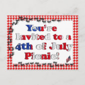 Zomer Uitnodiging voor 4 juli BBQ Briefkaart (Voorkant)