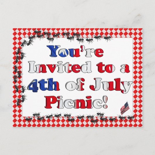 Zomer Uitnodiging voor 4 juli BBQ Briefkaart (Voorkant)