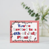 Zomer Uitnodiging voor 4 juli BBQ Briefkaart (Staand voorkant)