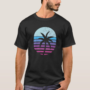 Zomer Vacation Beach Palm Trees Retro Style Tropi T-shirt