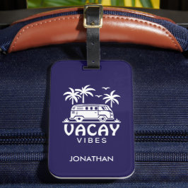 Zomer Vakantie Camper Van Blauw Reizen Bagagelabel