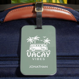 Zomer Vakantie Camper Van Salie Groen Reizen Bagagelabel