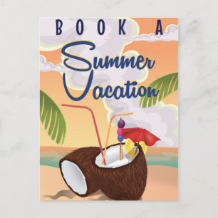 Zomer vakantie Cartoon reisposter Briefkaart
