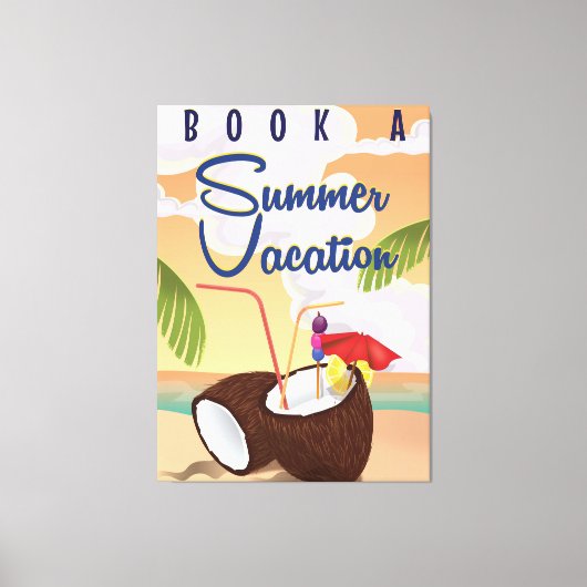Zomer vakantie Cartoon reisposter Canvas Afdruk (Voorkant)