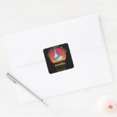Zomer vakantie eend op retro zonsondergang vierkante sticker (Envelop)