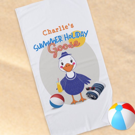 Zomer Vakantie Gans Schattig Gepersonaliseerd Strandlaken
