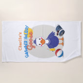 Zomer Vakantie Gans Schattig Gepersonaliseerd Strandlaken (Voorkant)