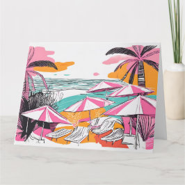 Zomer Vakantie Grote Vouw Wenskaart Kaart