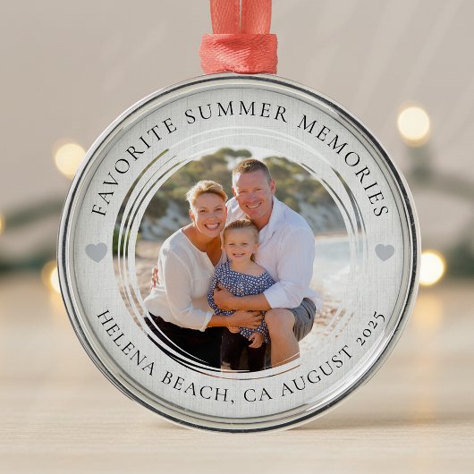 Zomer Vakantie Herinneringen Familie Foto Keepsake Metalen Ornament