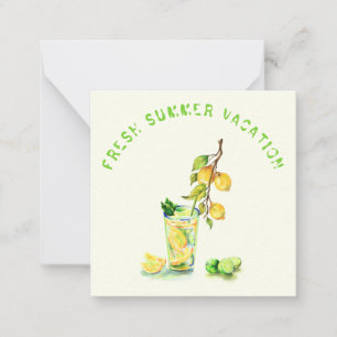 Zomer Vakantie Kaart Citroen Cocktail - Aangepaste Notitiekaartje