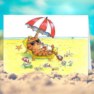 Zomer Vakantie Kat Groet  Kaart