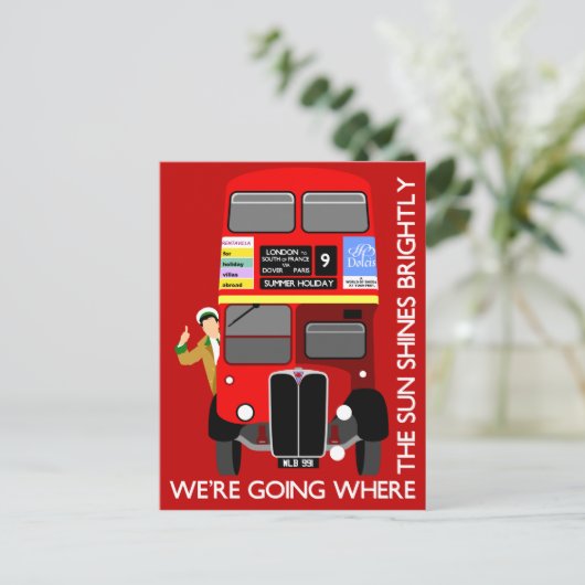 Zomer Vakantie Londen Rode Dubbeldekker Filmbus Briefkaart (Staand voorkant)
