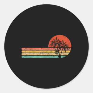 Zomer Vakantie Mannen Vrouwen Retro Strandpalm Ronde Sticker