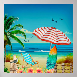Zomer vakantie op het strand, Ontspanning Poster