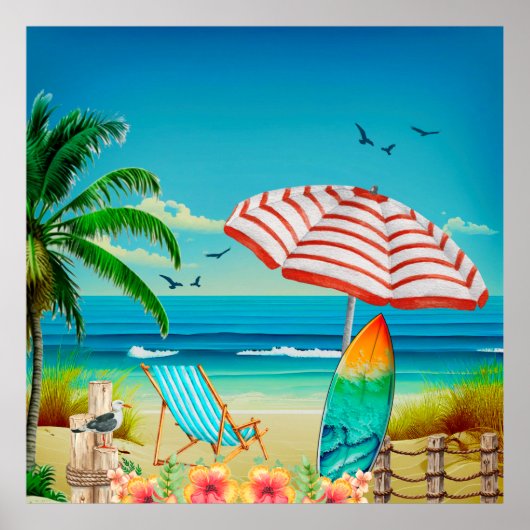 Zomer vakantie op het strand, Ontspanning Poster (Voorkant)