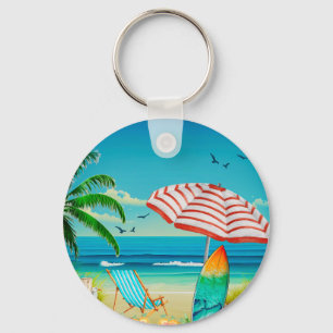 Zomer vakantie op het strand, Ontspanning Sleutelhanger