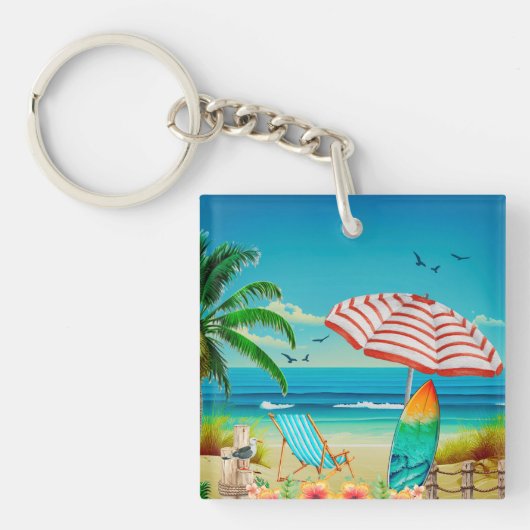 Zomer vakantie op het strand, Ontspanning Sleutelhanger (voorkant)