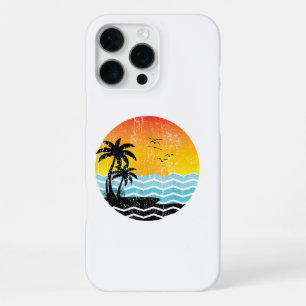 Zomer Vakantie Palmboom Retro Zonsondergang Tropis iPhone 16 Pro Max Hoesje