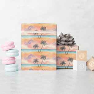 Zomer Vakantie Palmboom Tropische zonsondergang st Cadeaupapier