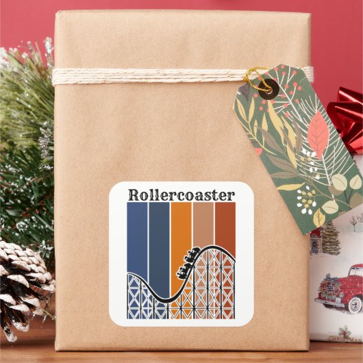 Zomer Vakantie Rand de omtrek van de achtbaan Vierkante Sticker (Feestdagen)