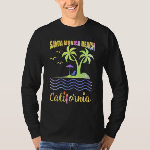 Zomer Vakantie Retro Zonsondergang Californië Sant T-shirt