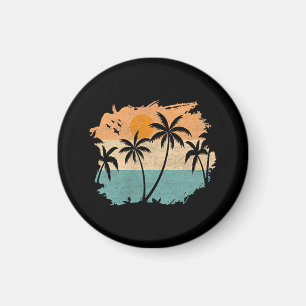 Zomer Vakantie Retro Zonsondergang Strand Palmen B Magneet