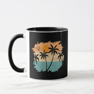 Zomer Vakantie Retro Zonsondergang Strand Palmen B Mok