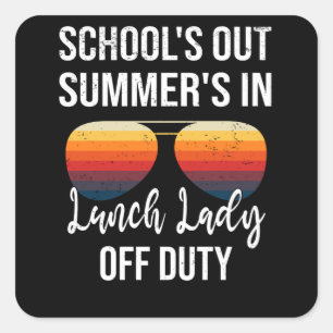 Zomer Vakantie School Lunch Lunchtime Dame Vierkante Sticker