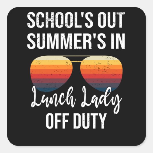 Zomer Vakantie School Lunch Lunchtime Dame Vierkante Sticker (Voorkant)