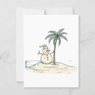 Zomer Vakantie Sneeuwman Tropical Beach Vibe Islan Briefkaart