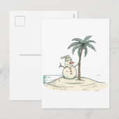 Zomer Vakantie Sneeuwman Tropisch Strand sfeer Eil Feestdagenkaart (Voorkant / Achterkant)