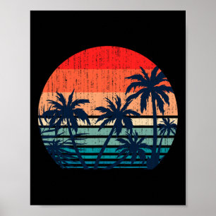 Zomer Vakantie Strand Palmbomen Retro Tropisch Zom Poster