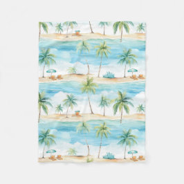 Zomer Vakantie Strand Palmboom - Fleece Deken