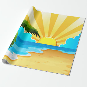 Zomer Vakantie Strand Palmboom - Inpakpapier