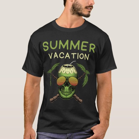 Zomer Vakantie Tropische Schedel T-shirt (Voorkant)