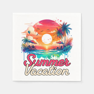 Zomer Vakantie Tropische Zonsondergang Strand Retr Servet
