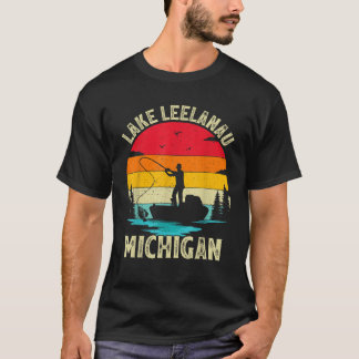 Zomer Vakantie Vissen Vintage Retro Michigan Lee T-shirt