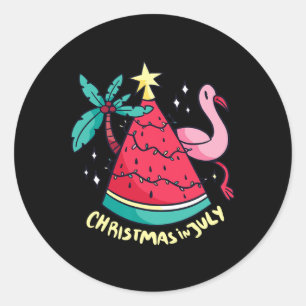 Zomer Vakantie Watermeloen Kerstboom Kerstmis Ronde Sticker